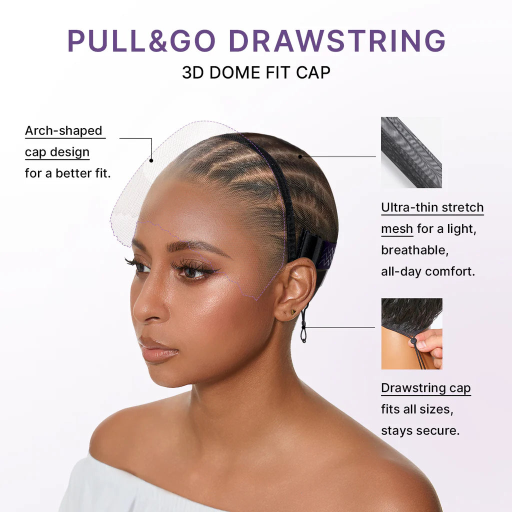 PreMax 180% / 250% Density Water Wave Glueless Flexi-Fit Drawstring 13x4 Frontal Lace Fluffy Curly Wig Pre-Cut Lace