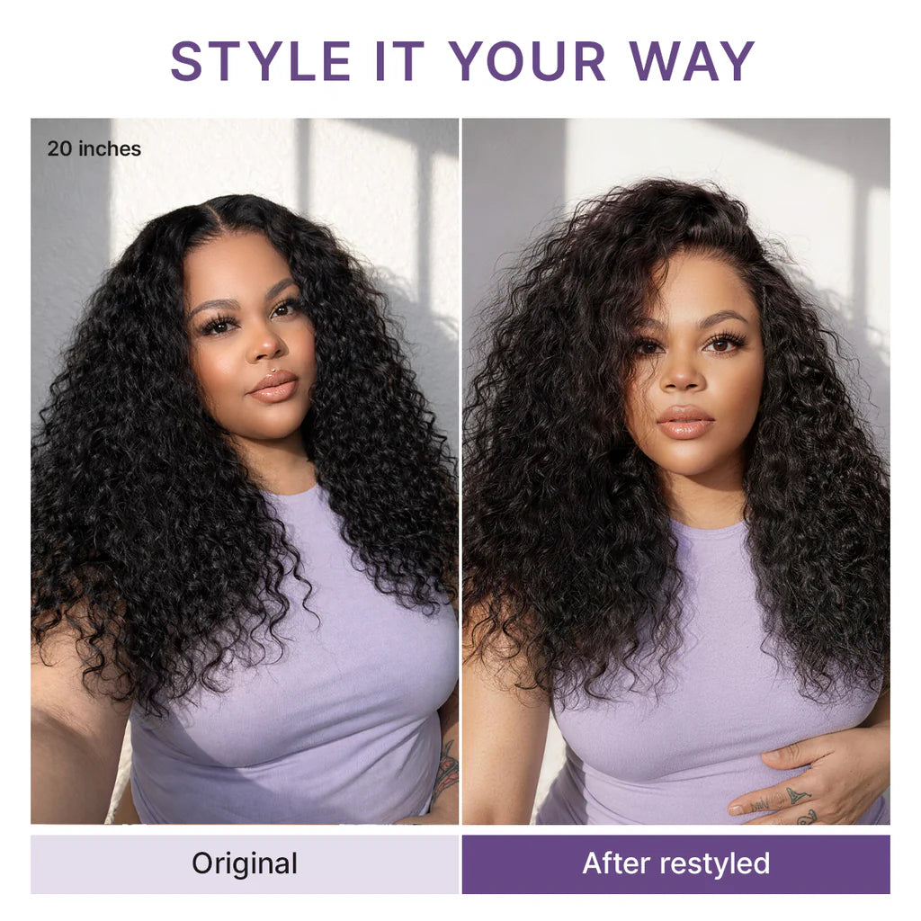 PreMax 180% / 250% Density Water Wave Glueless Flexi-Fit Drawstring 13x4 Frontal Lace Fluffy Curly Wig Pre-Cut Lace