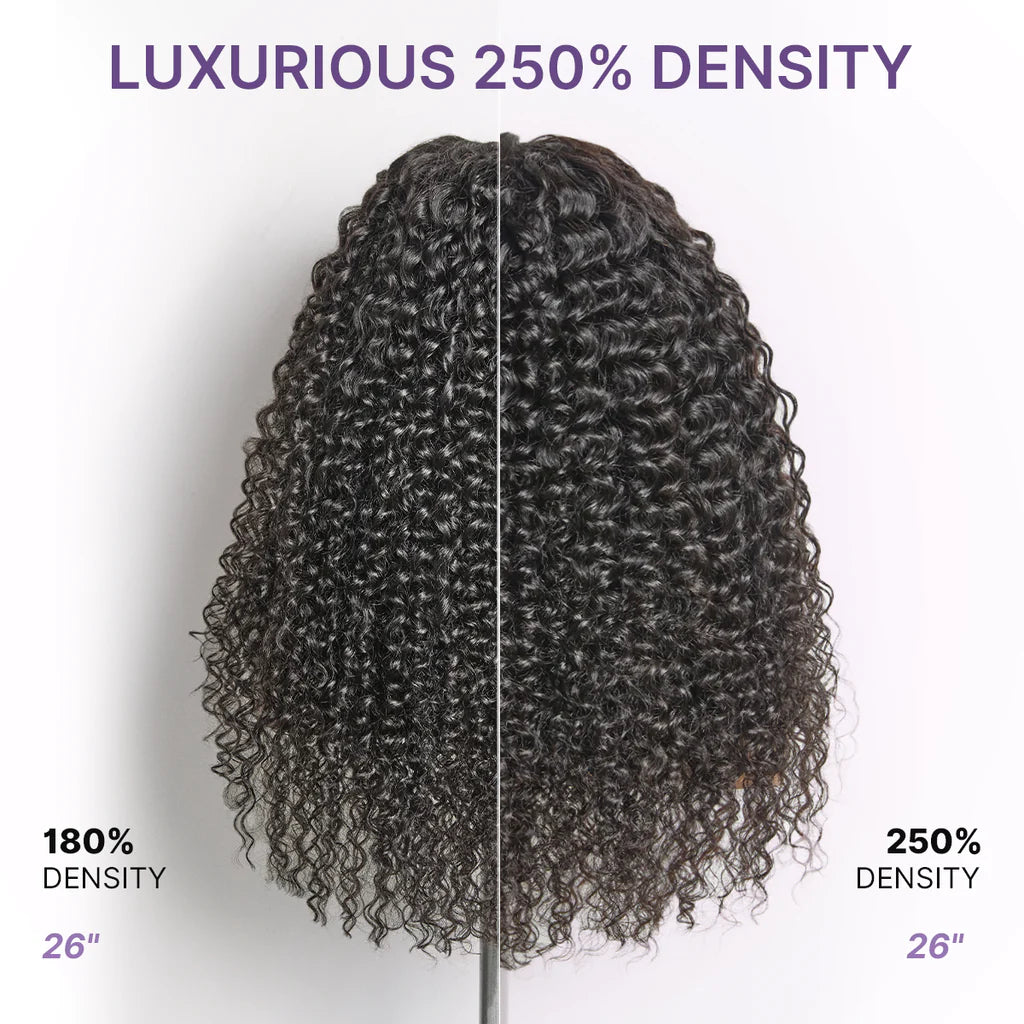 PreMax 180% / 250% Density Water Wave Glueless Flexi-Fit Drawstring 13x4 Frontal Lace Fluffy Curly Wig Pre-Cut Lace