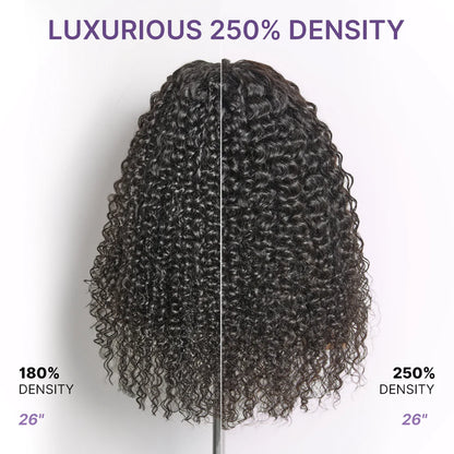 PreMax 180% / 250% Density Water Wave Glueless Flexi-Fit Drawstring 13x4 Frontal Lace Fluffy Curly Wig Pre-Cut Lace